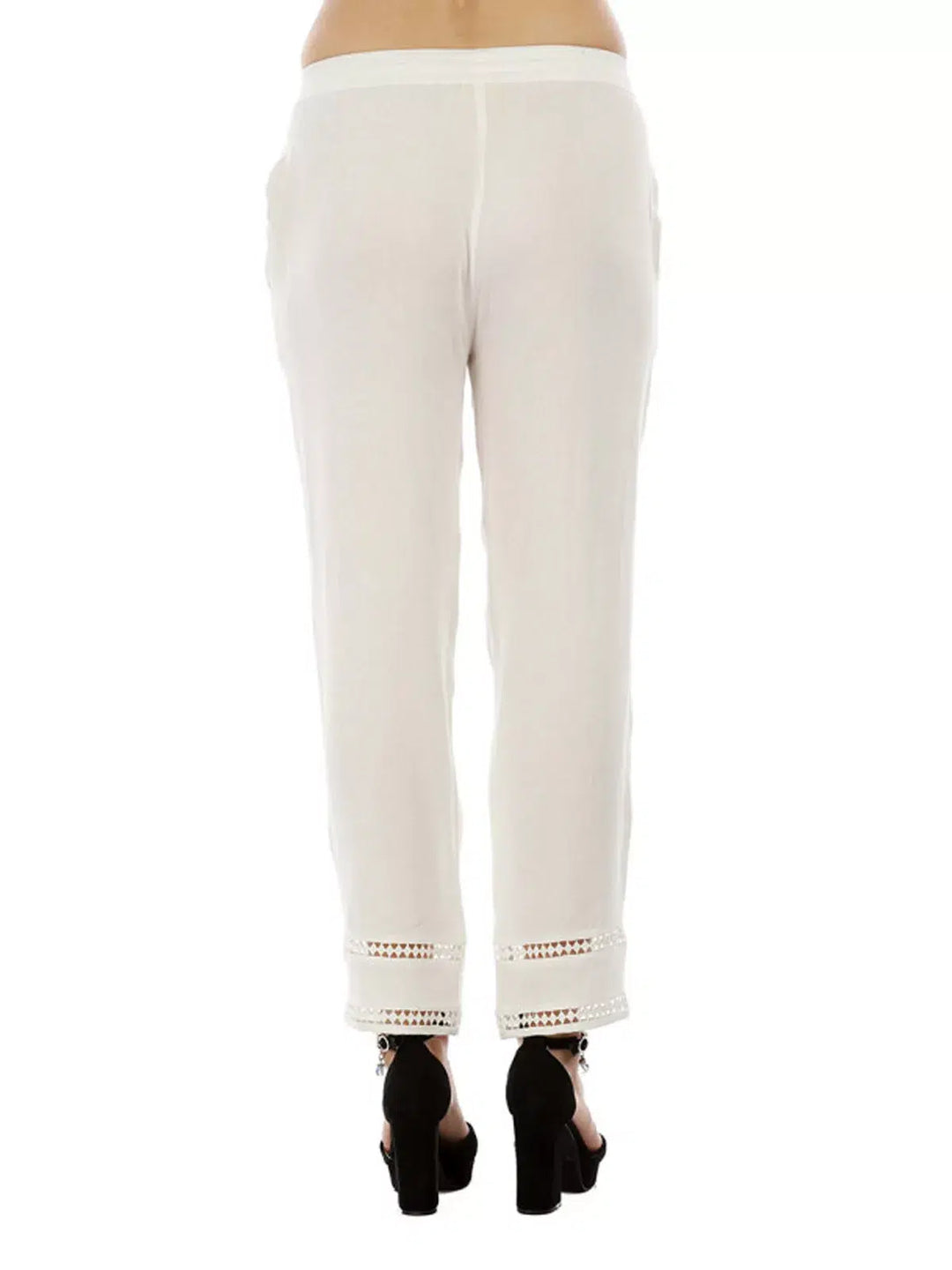 White Solid Viscose Palazzo