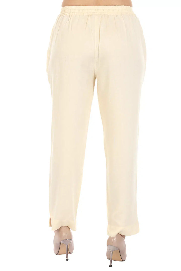 Light Cream Solid Viscose Palazzo