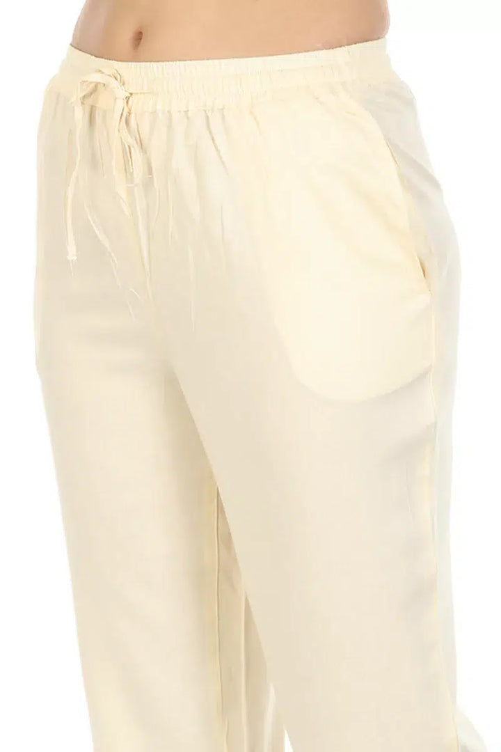 Light Cream Solid Viscose Palazzo