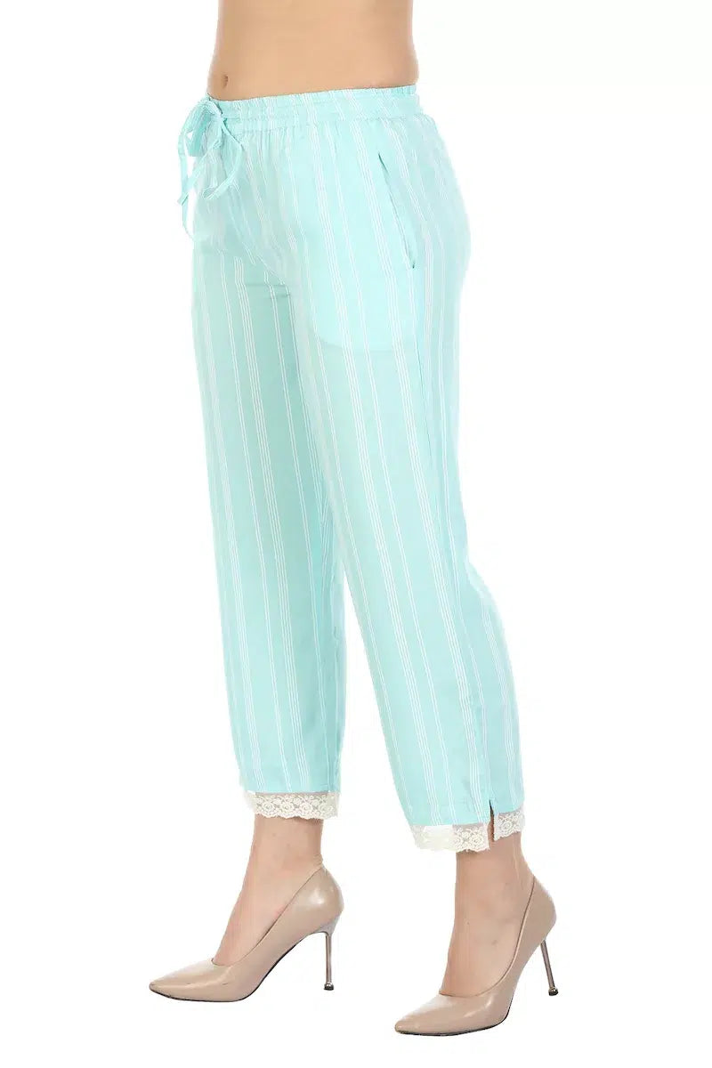 Light Blue Striped Viscose Palazzo