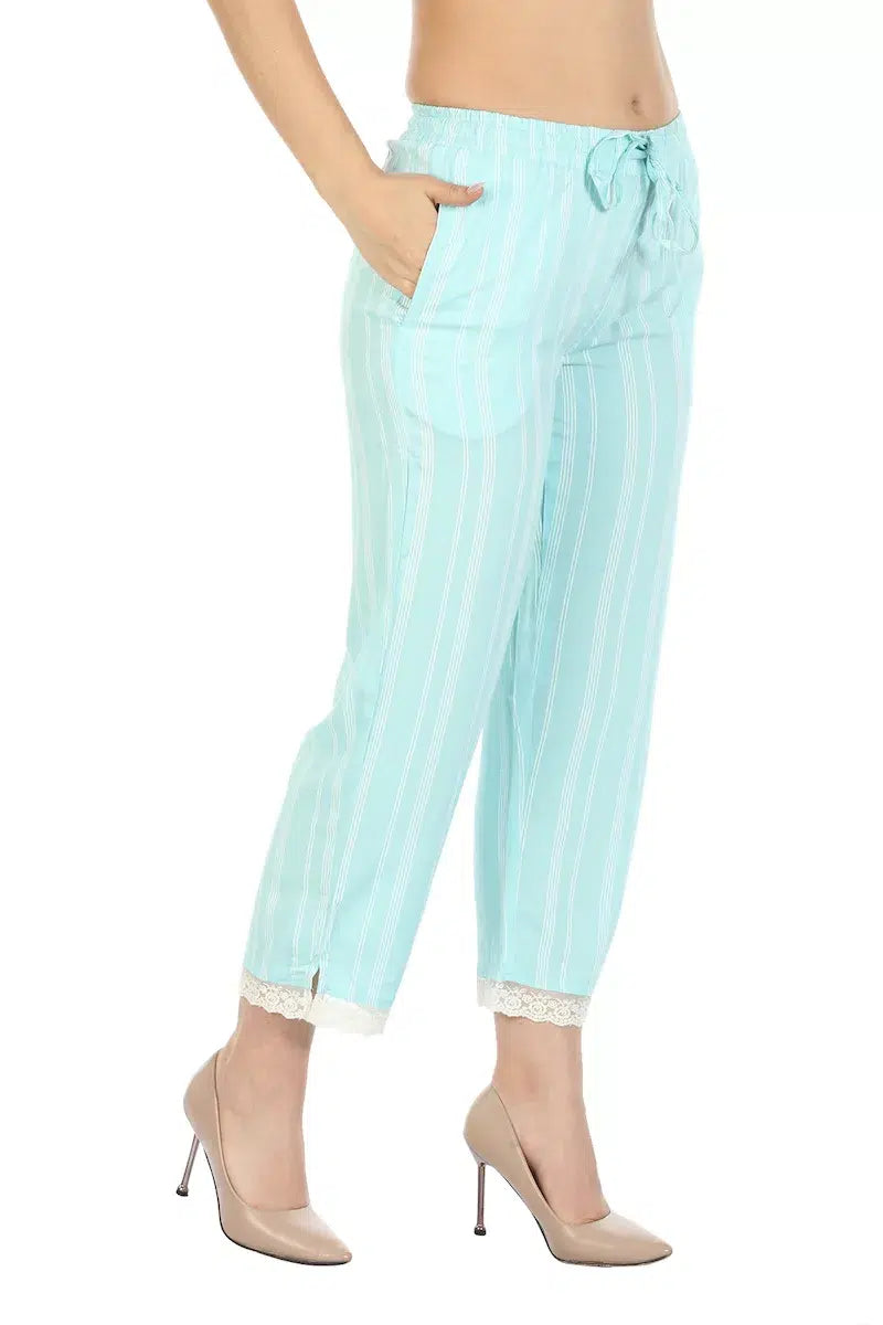 Light Blue Striped Viscose Palazzo