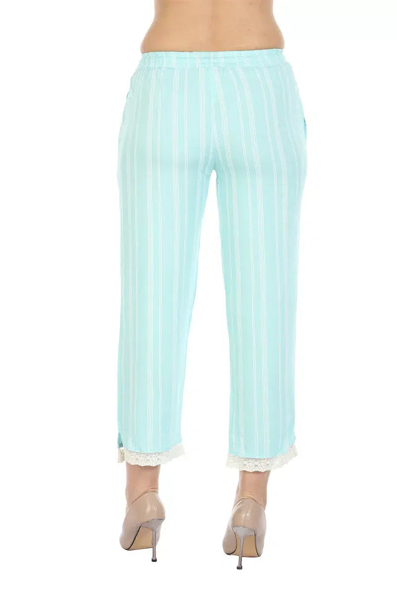 Light Blue Striped Viscose Palazzo