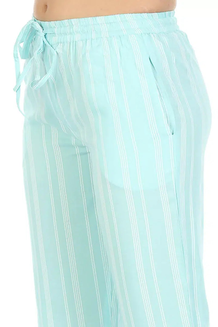 Light Blue Striped Viscose Palazzo