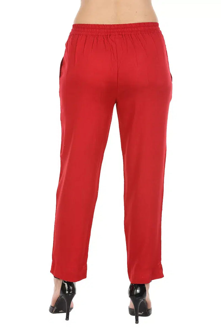 Red Solid Viscose Palazzo