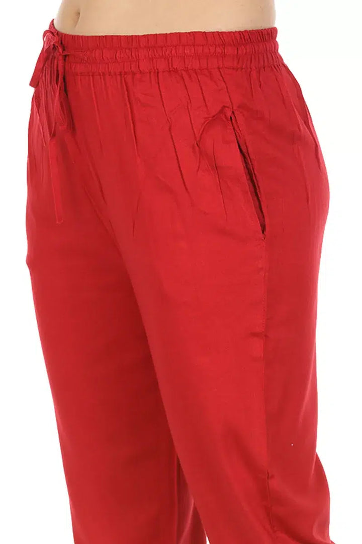 Red Solid Viscose Palazzo