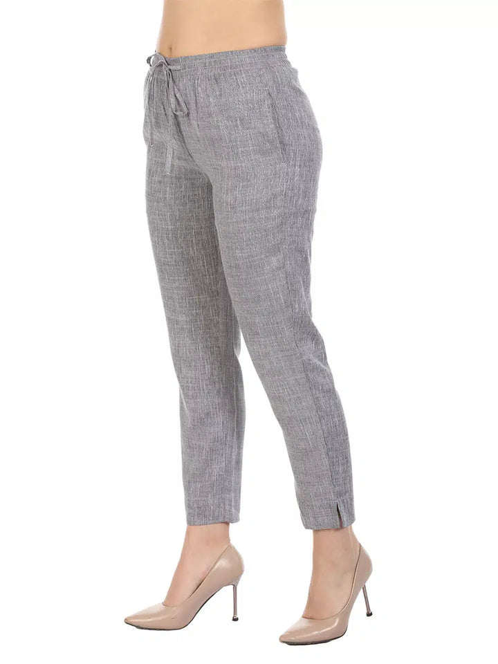 Grey Solid Viscose Palazzos