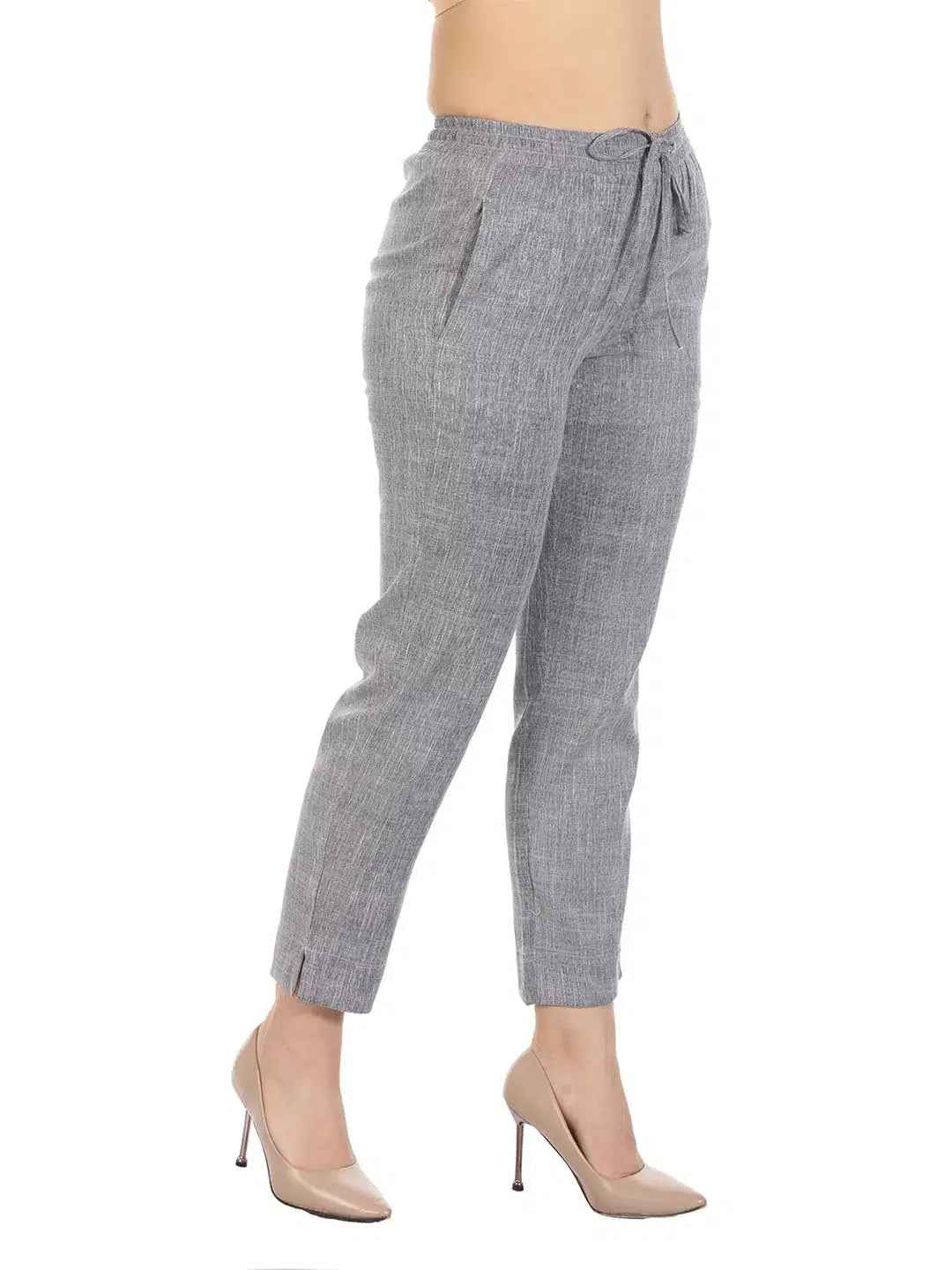Grey Solid Viscose Palazzos