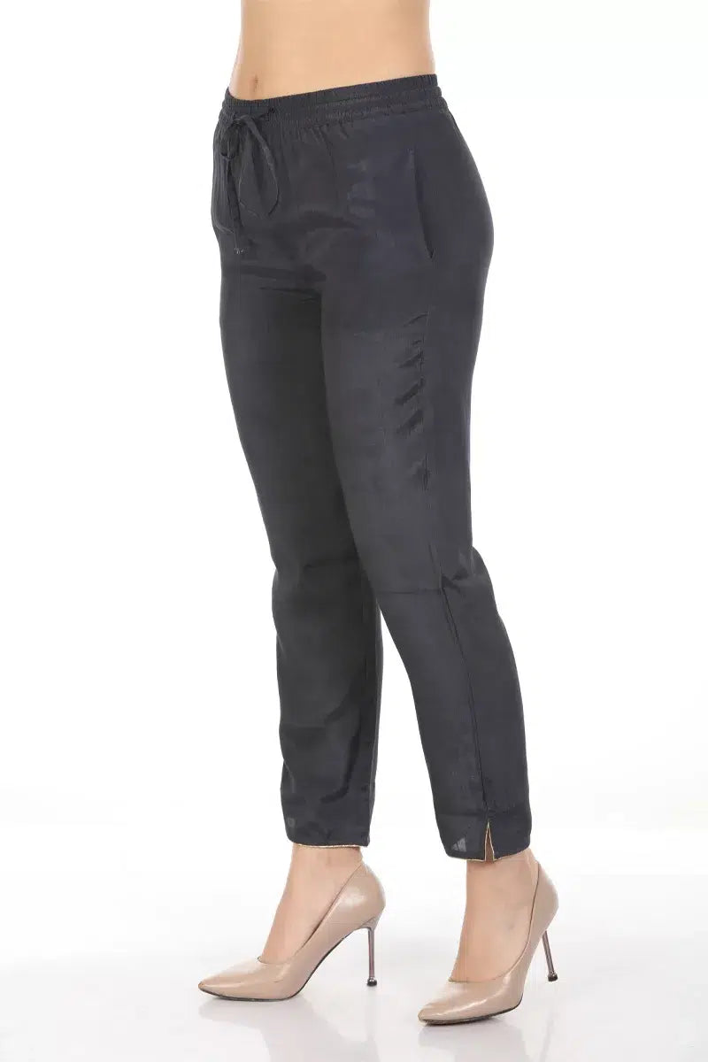 Grey Solid Ensemble Straight Pant