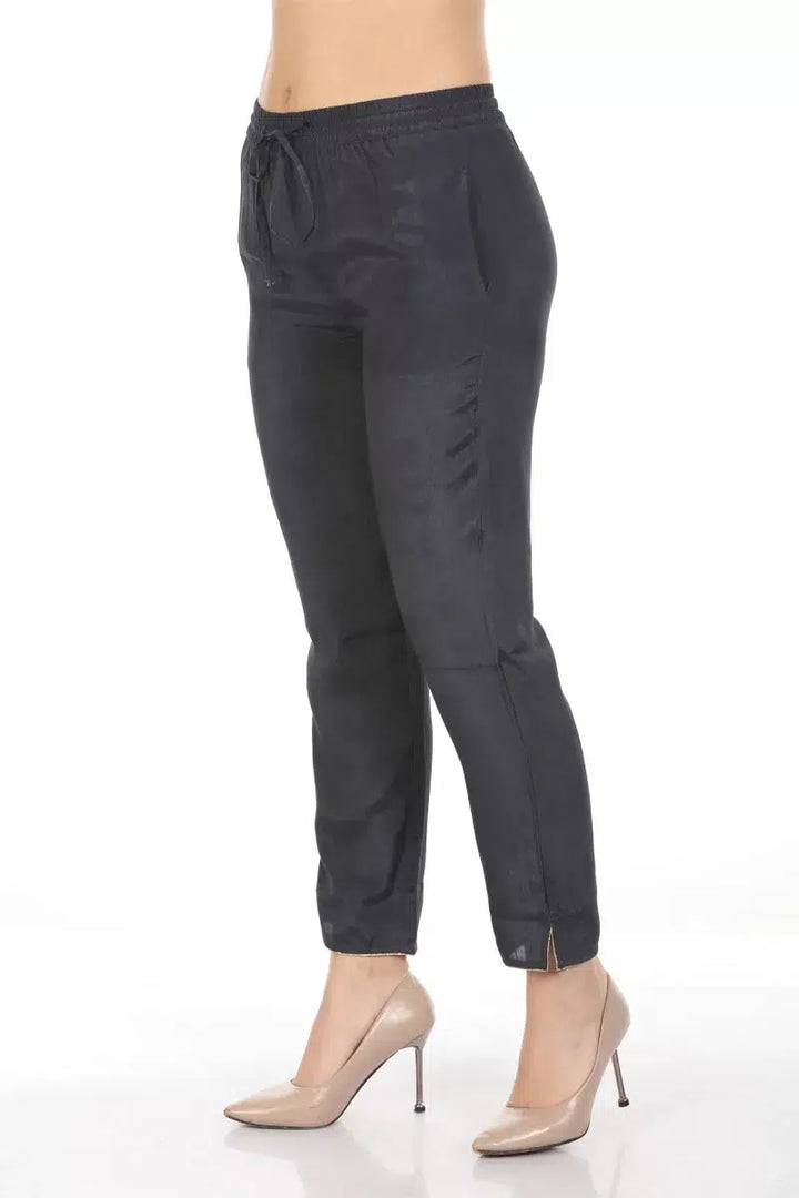 Grey Solid Ensemble Straight Pant
