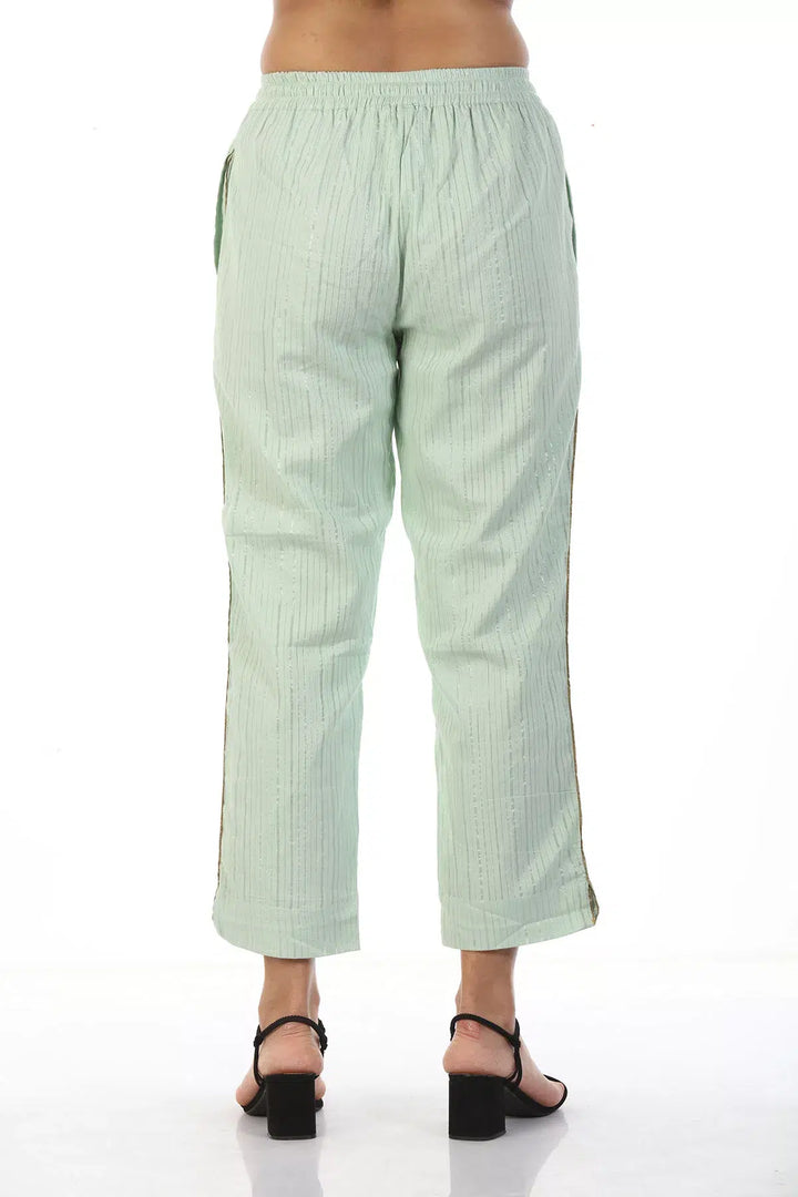 Pastel Green Cotton Lurex Palazzo