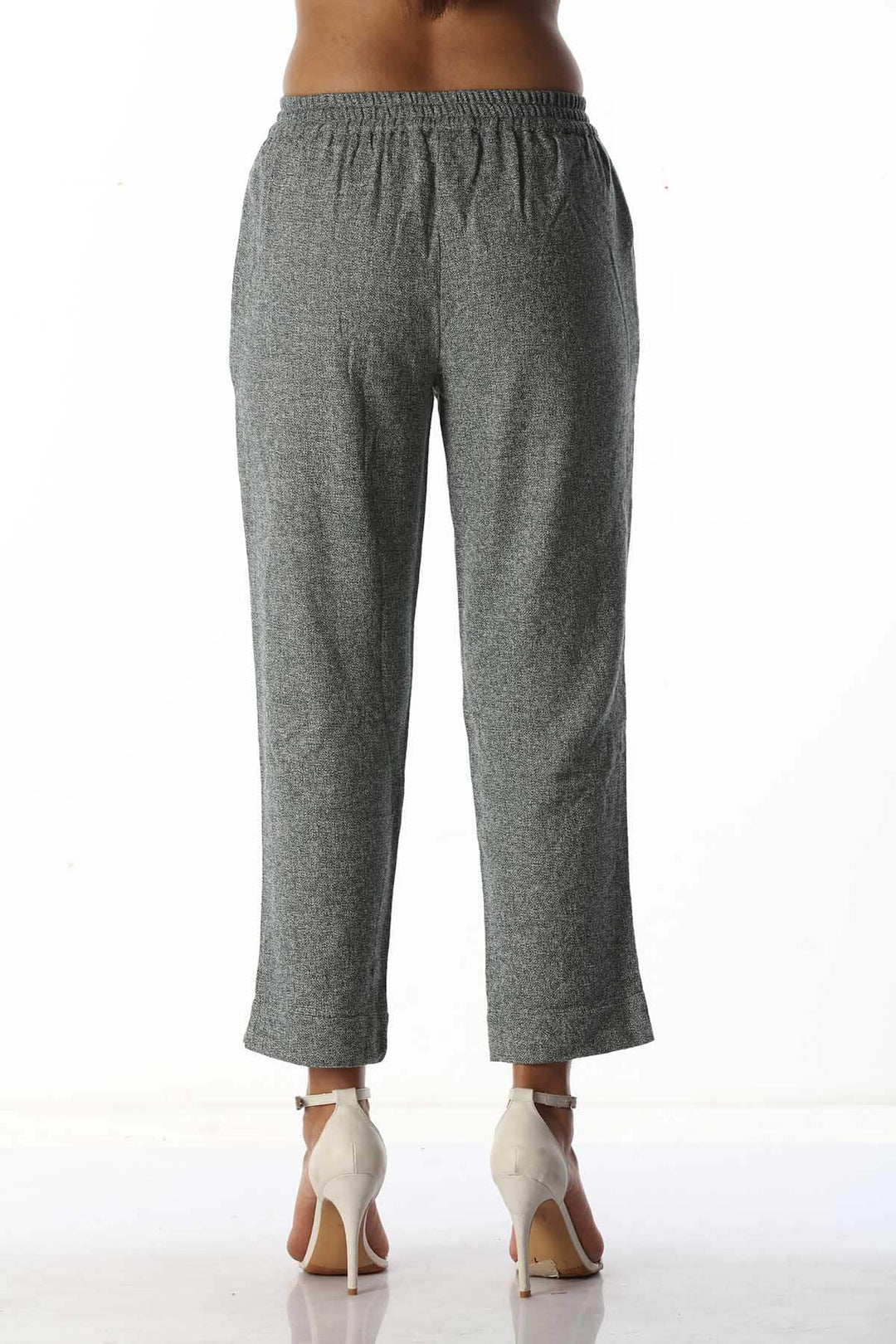 Grey slim fit Palazzo with White Texture