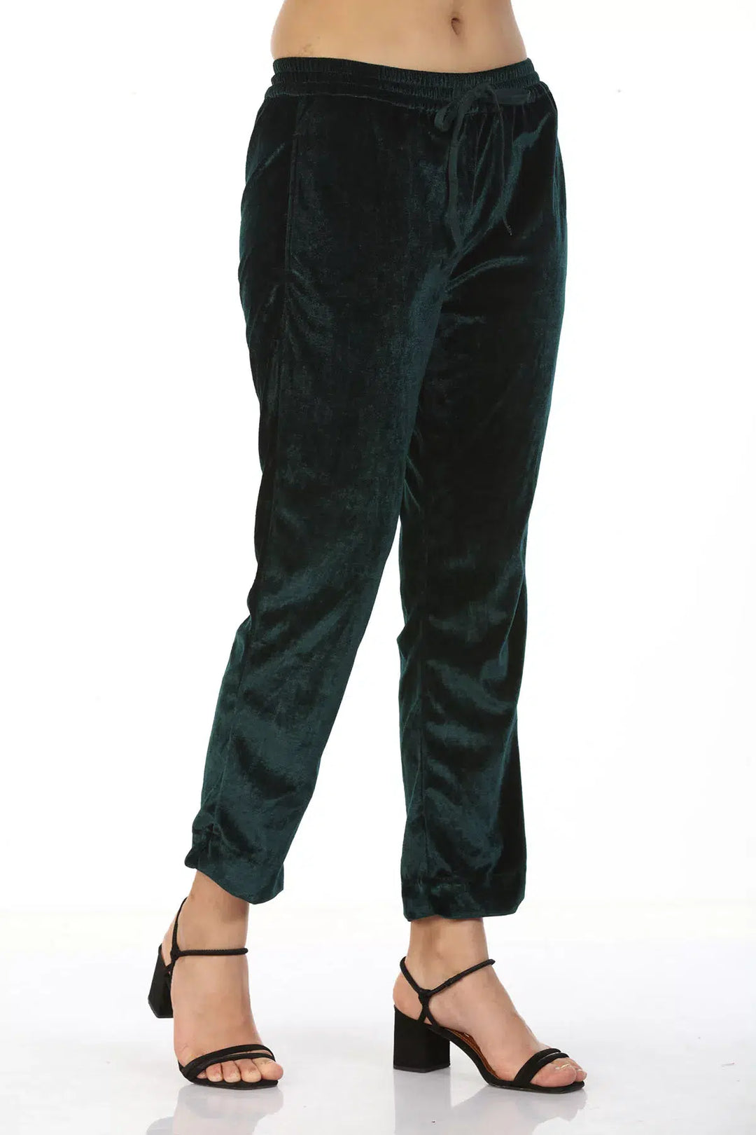 Velvet Lycra Ensemble Palazzos (Green)