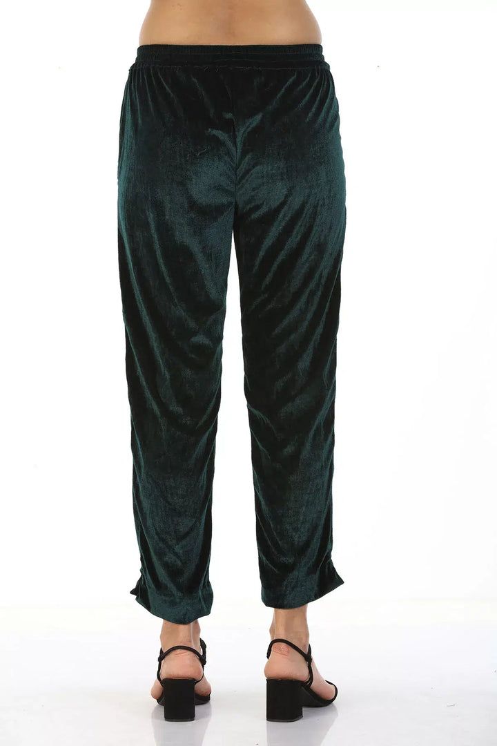 Velvet Lycra Ensemble Palazzos (Green)