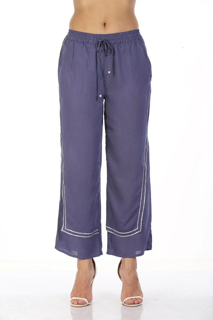 Viscose Laced Ensemble Palazzo (Blue)
