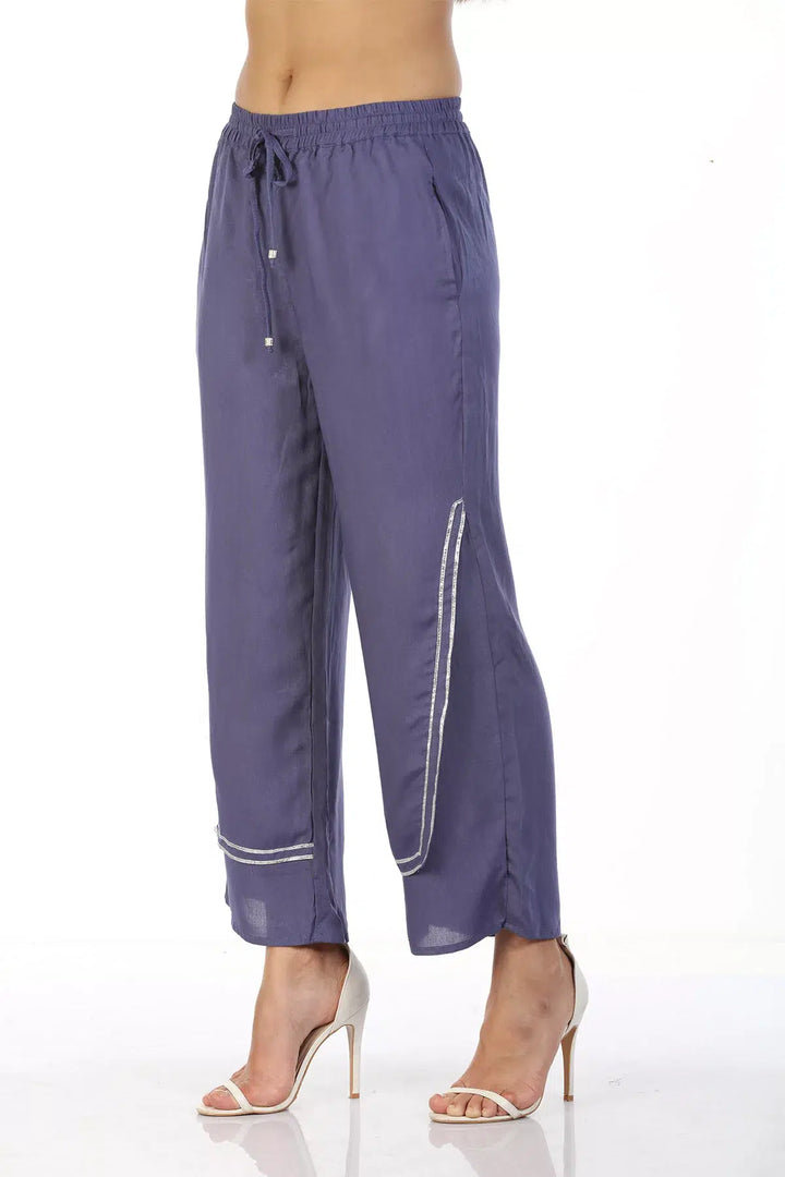 Viscose Laced Ensemble Palazzo (Blue)