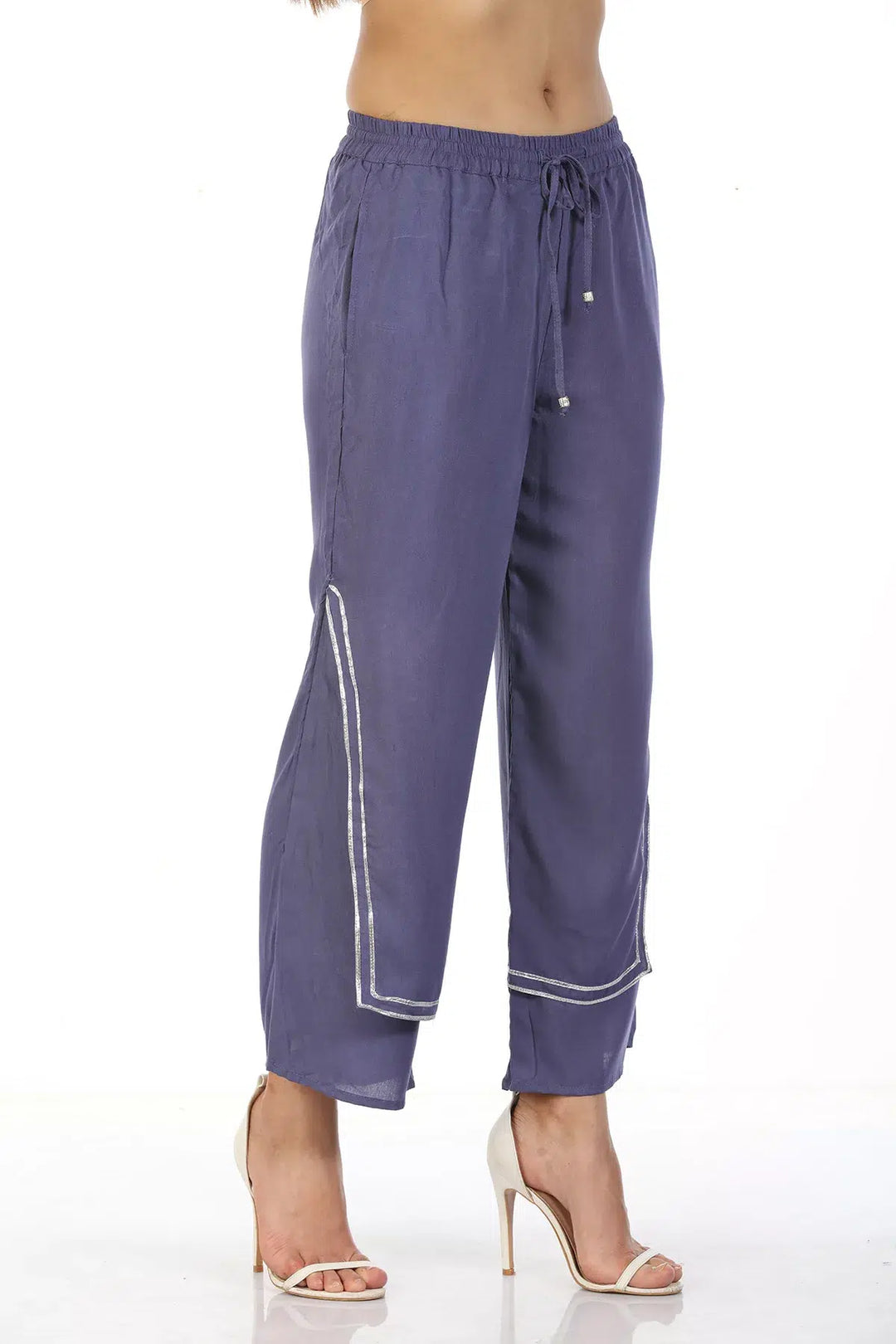Viscose Laced Ensemble Palazzo (Blue)