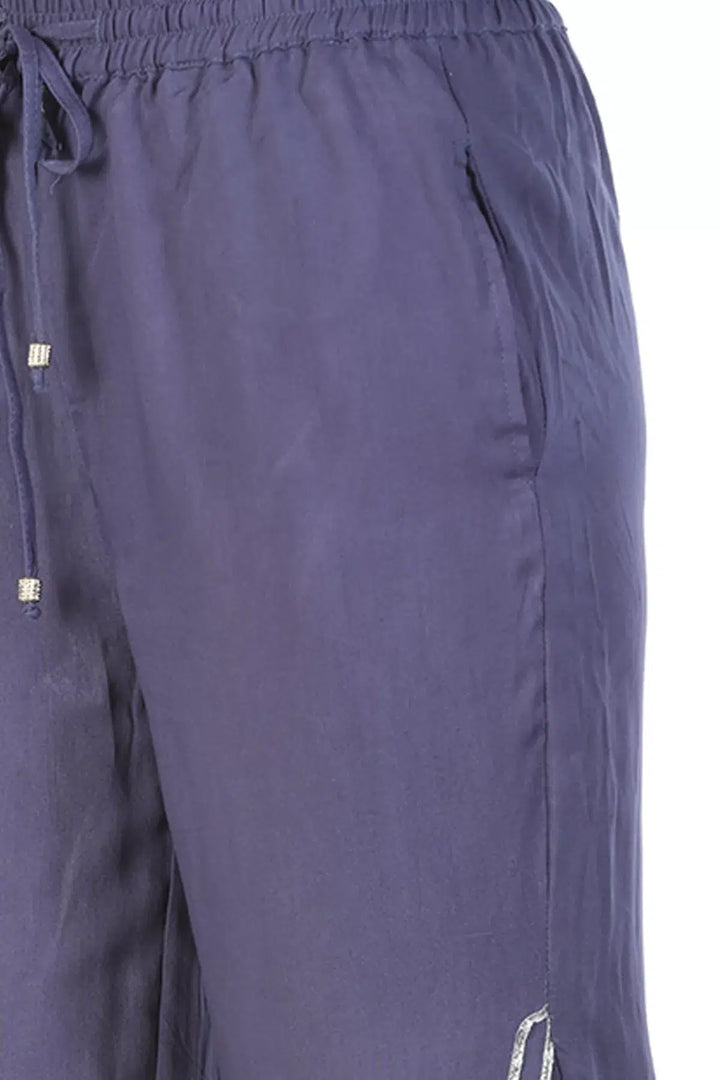 Viscose Laced Ensemble Palazzo (Blue)