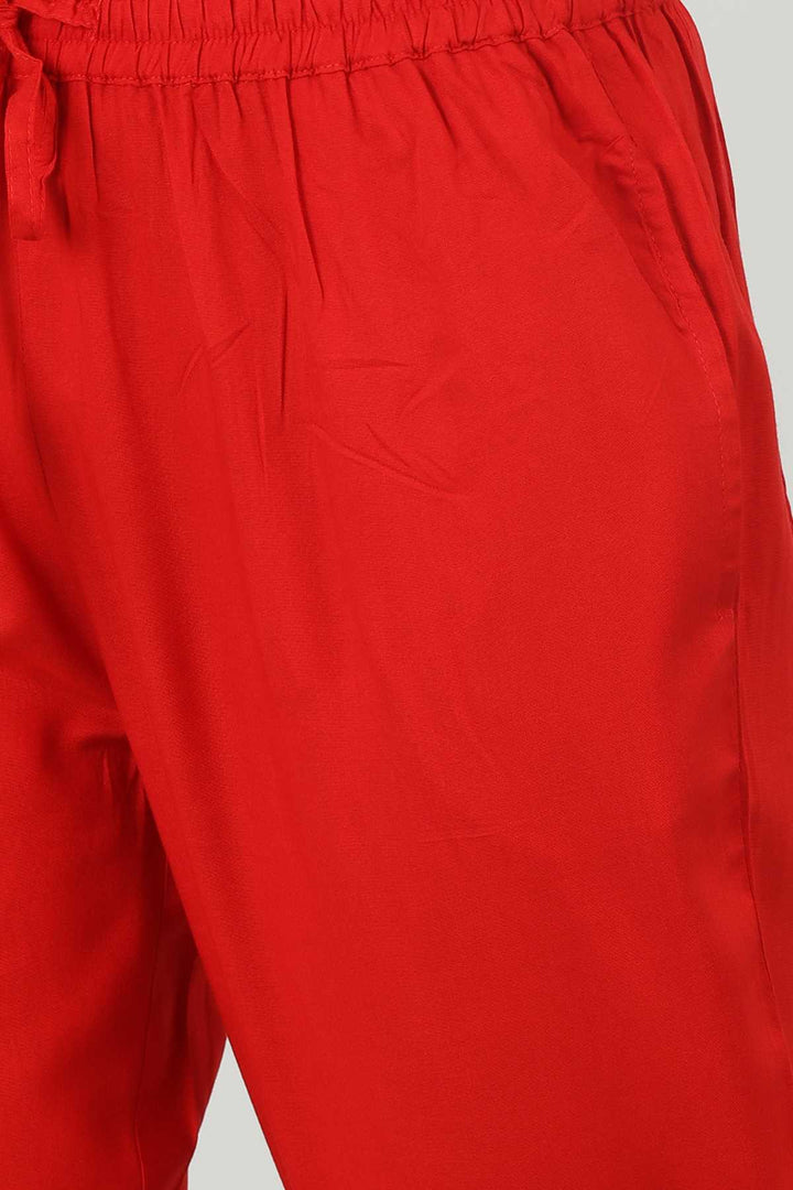 Red Solid Viscose Palazzo