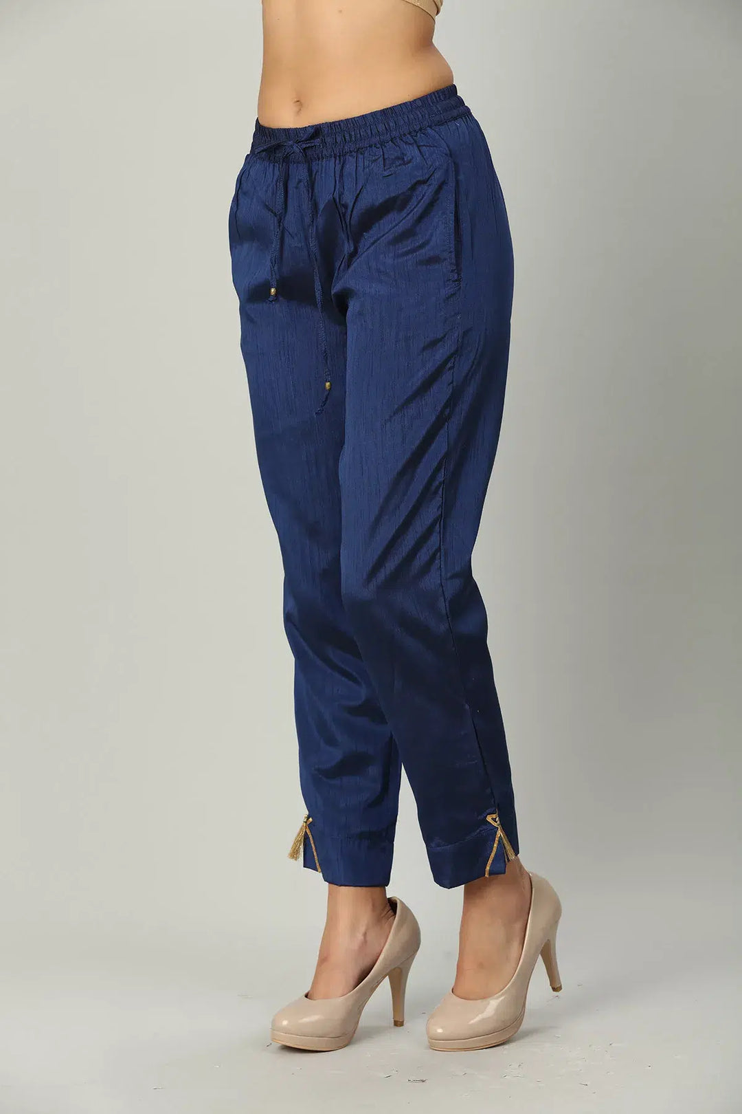 Blue Solid Silk ENSEMBLE Palazzo