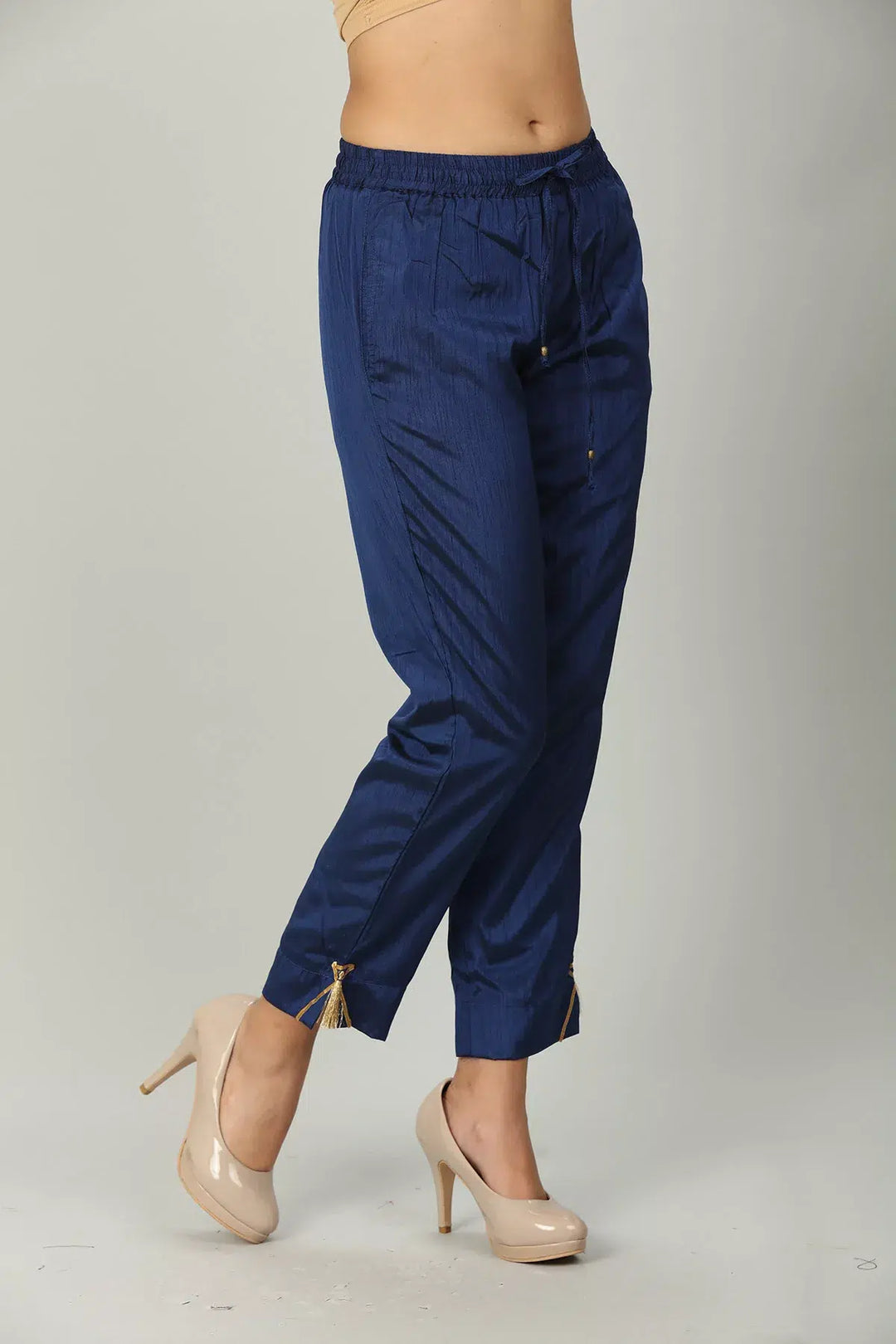 Blue Solid Silk ENSEMBLE Palazzo