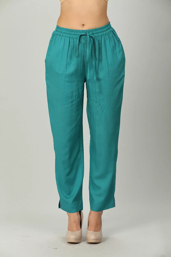 Teal Rayon Solid Palazzo