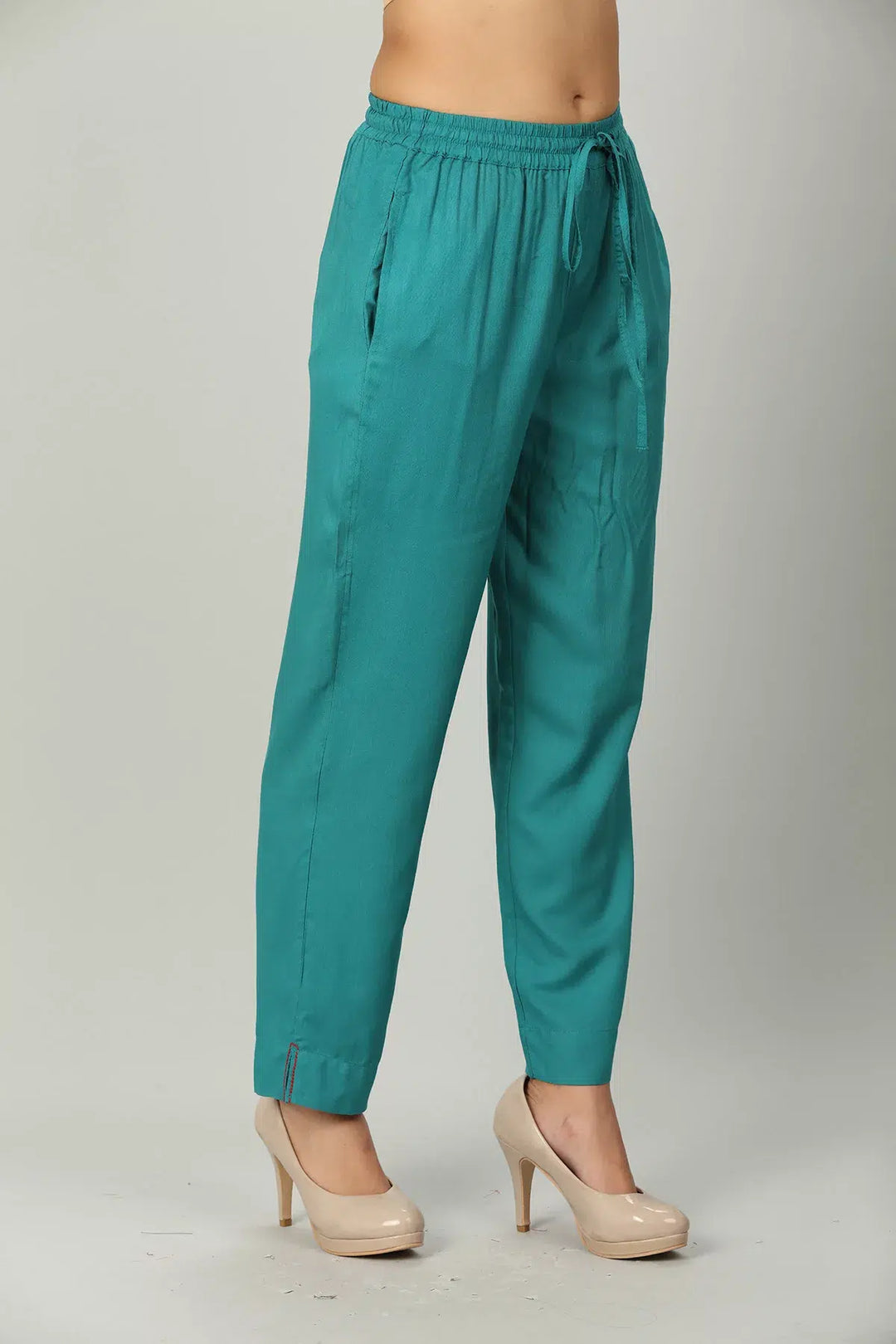 Teal Rayon Solid Palazzo