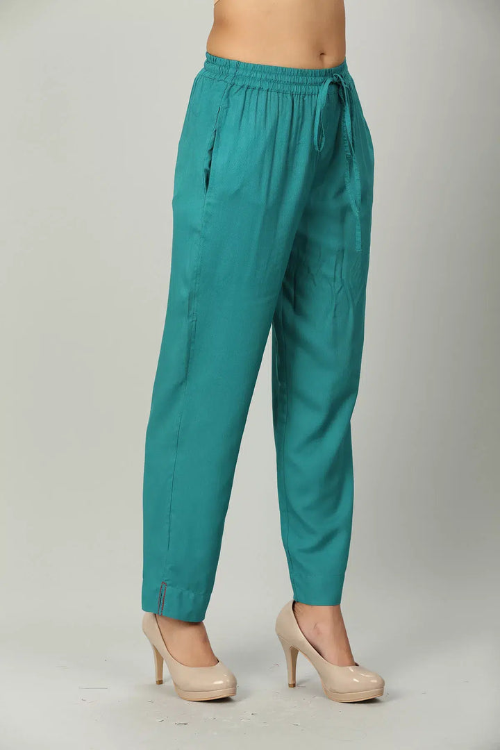 Teal Rayon Solid Palazzo