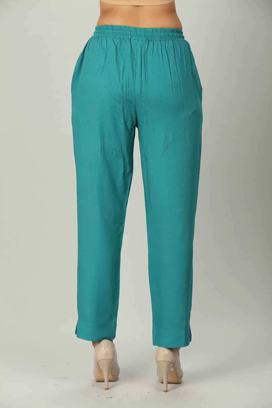 Teal Rayon Solid Palazzo