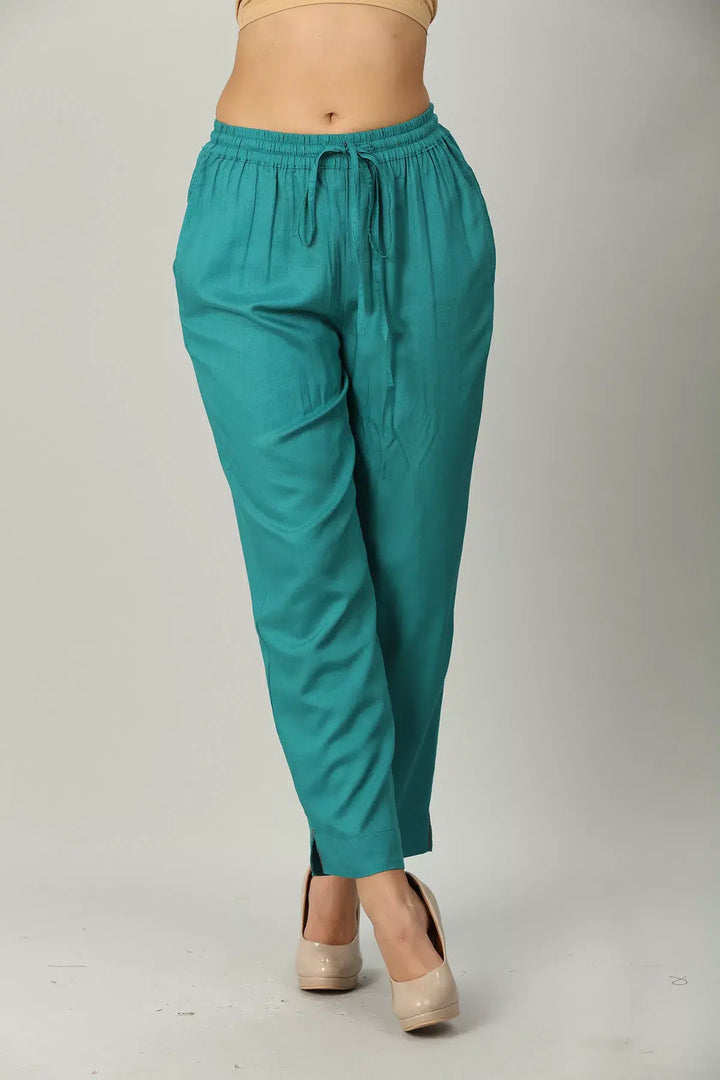 Teal Rayon Solid Palazzo