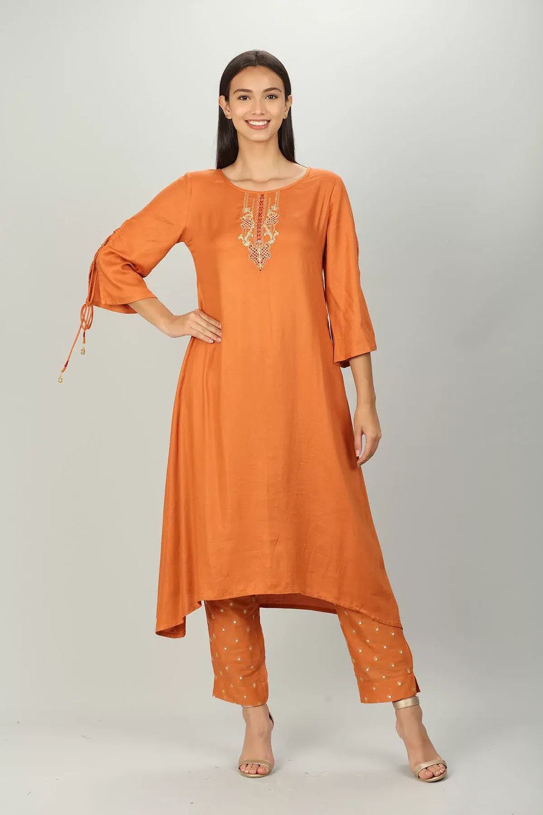 Orange Embellished Palazzo