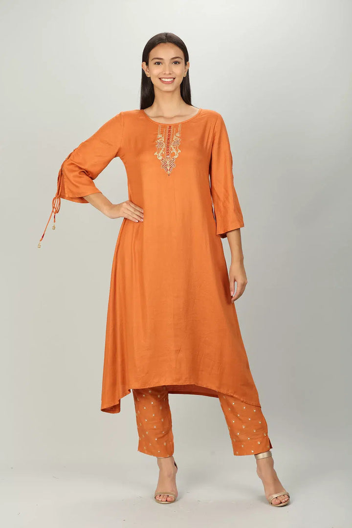 Orange Embellished Palazzo