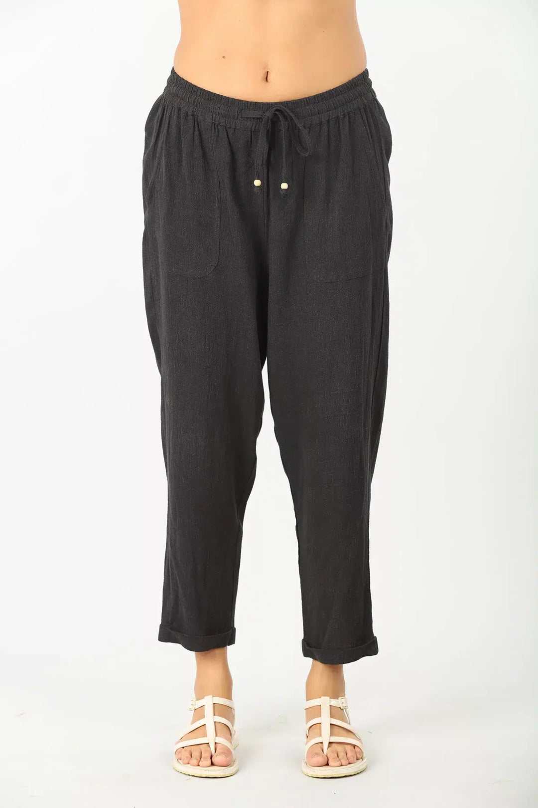Dark Charcoal mid-rise solid pant