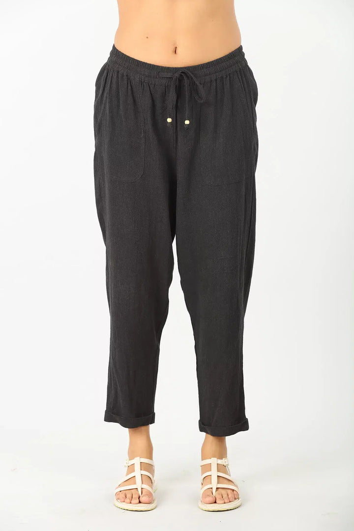 Dark Charcoal mid-rise solid pant