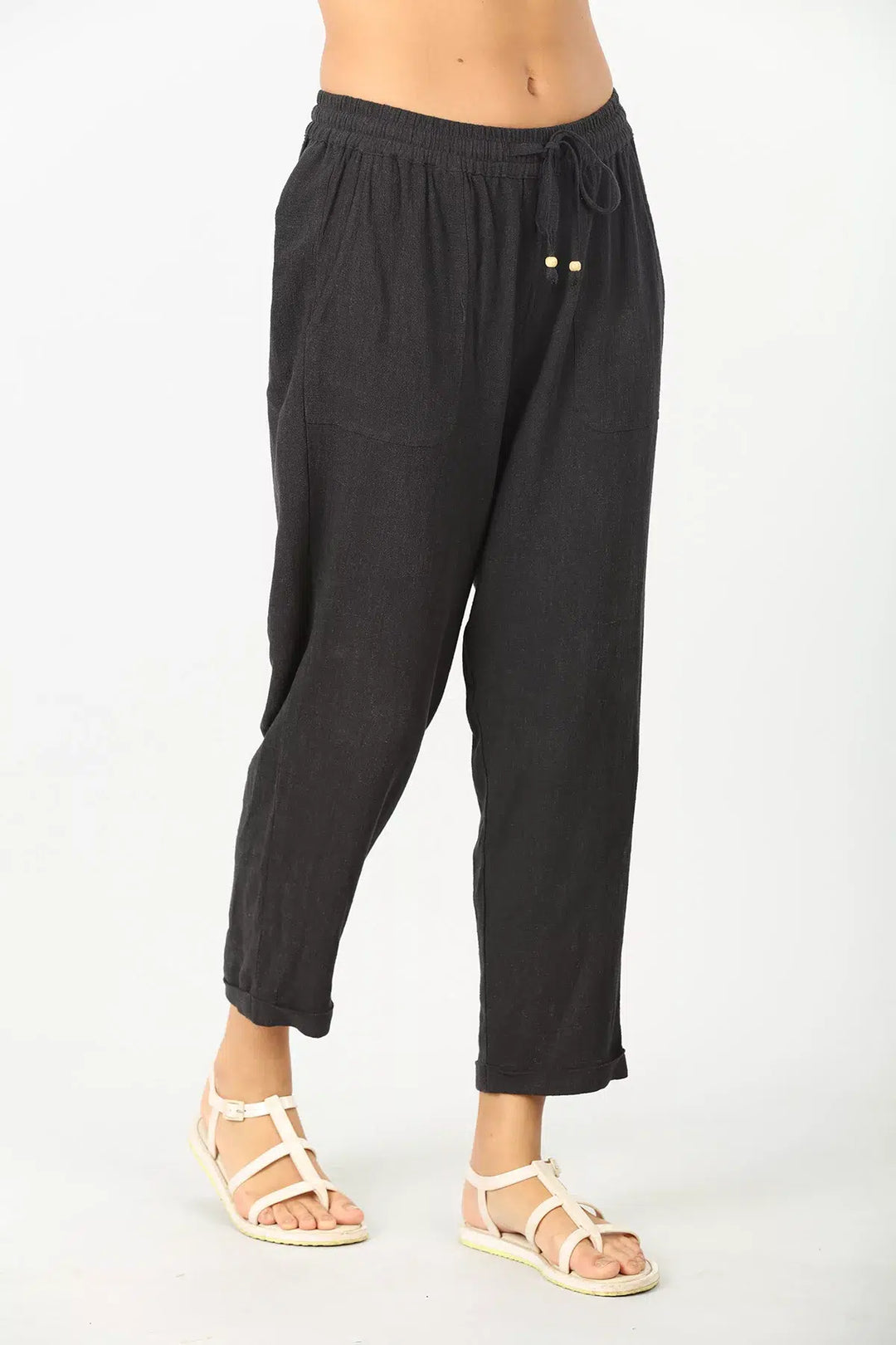 Dark Charcoal mid-rise solid pant