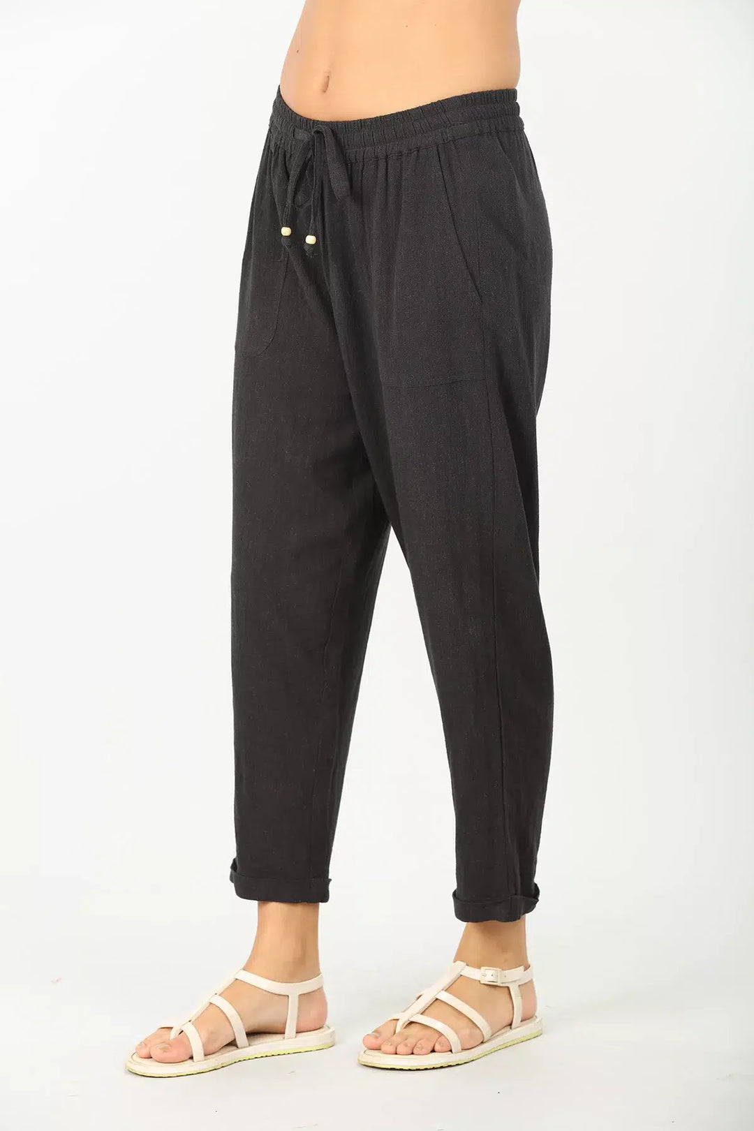 Dark Charcoal mid-rise solid pant