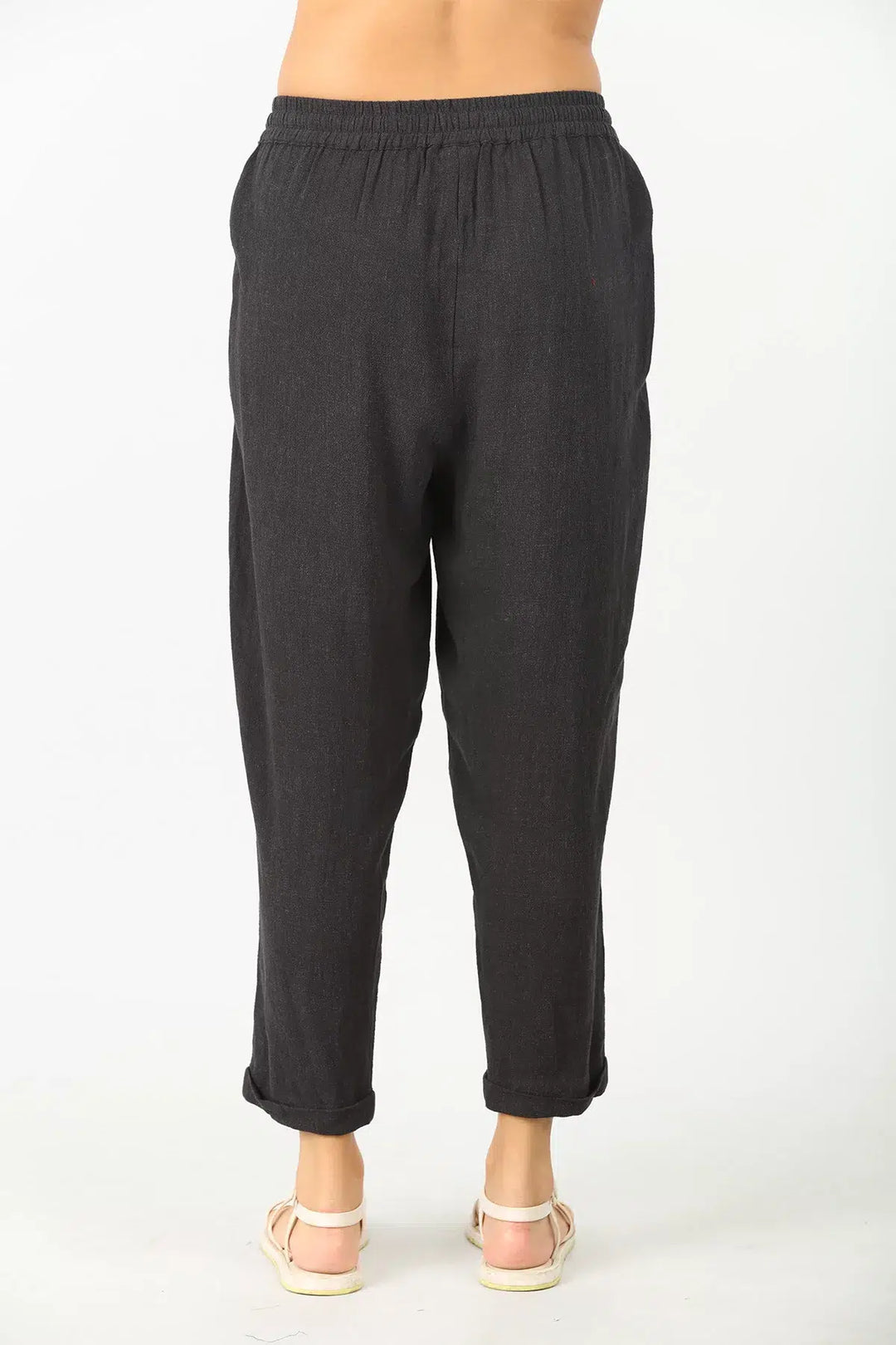 Dark Charcoal mid-rise solid pant