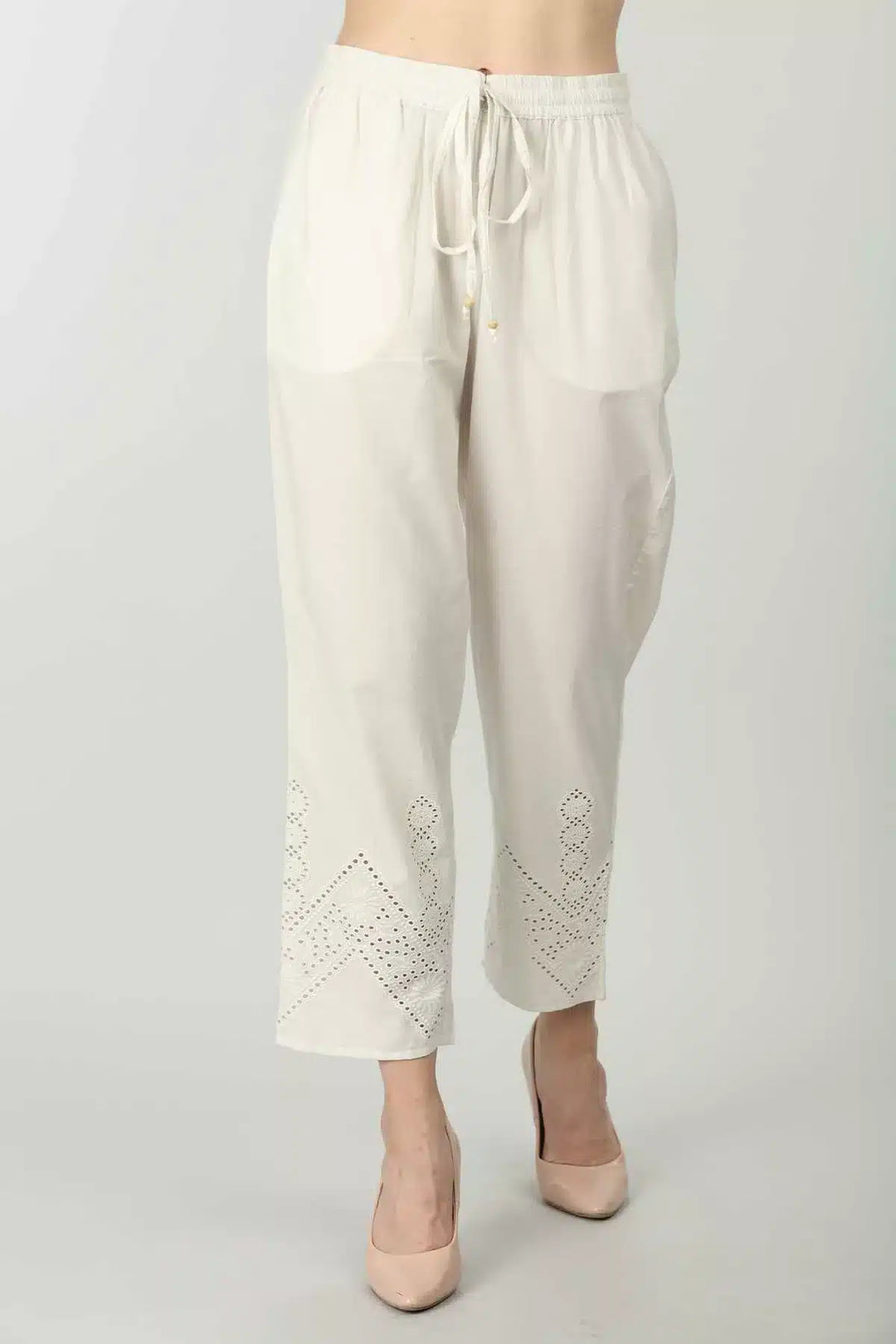 Off White Solid Palazzo
