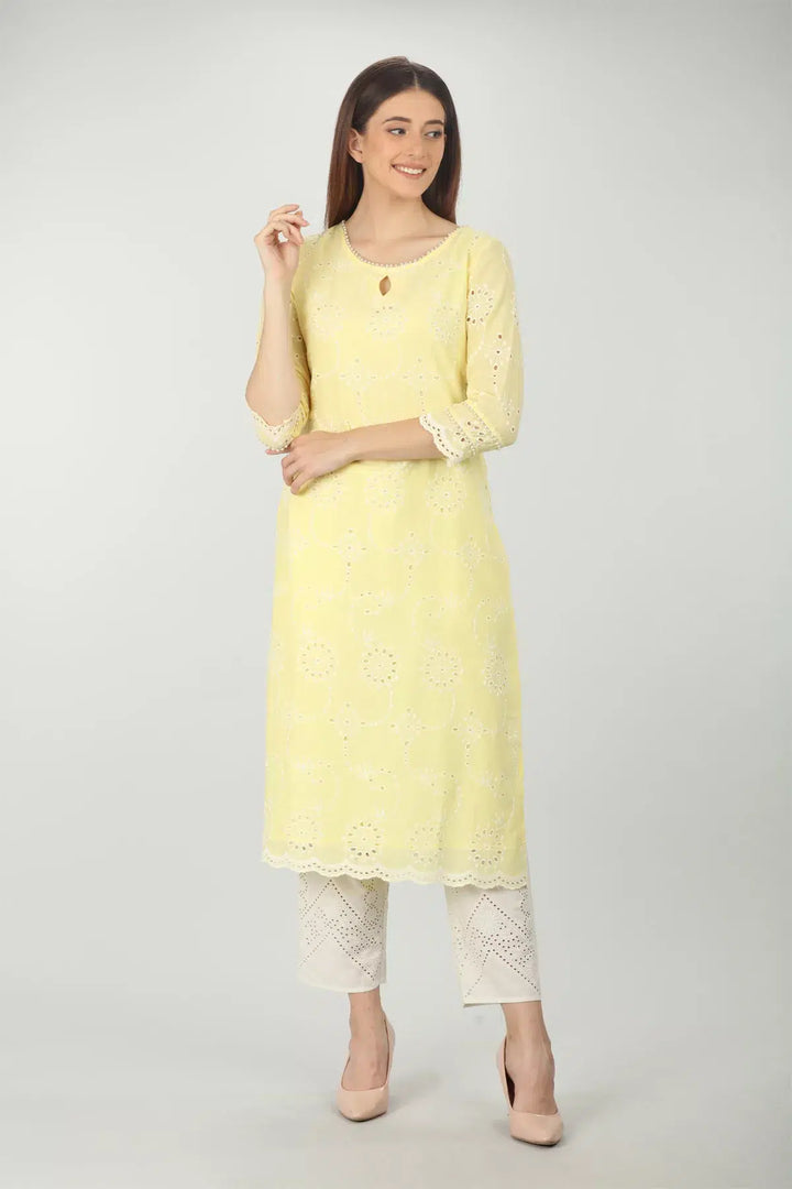 Textured cotton off-white palazzo