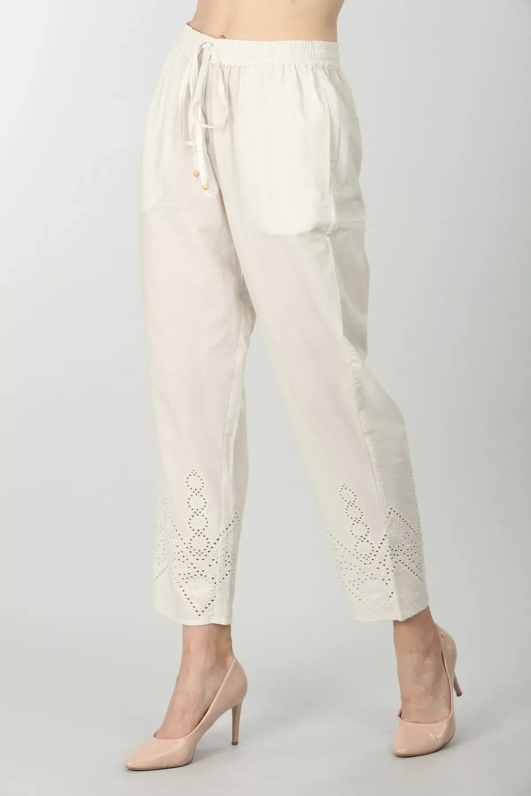 Textured cotton off-white palazzo