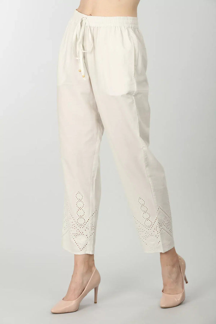 Textured cotton off-white palazzo