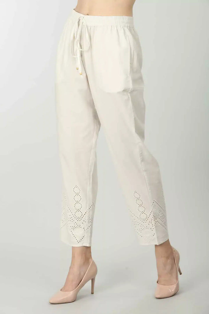 Off White Solid Palazzo
