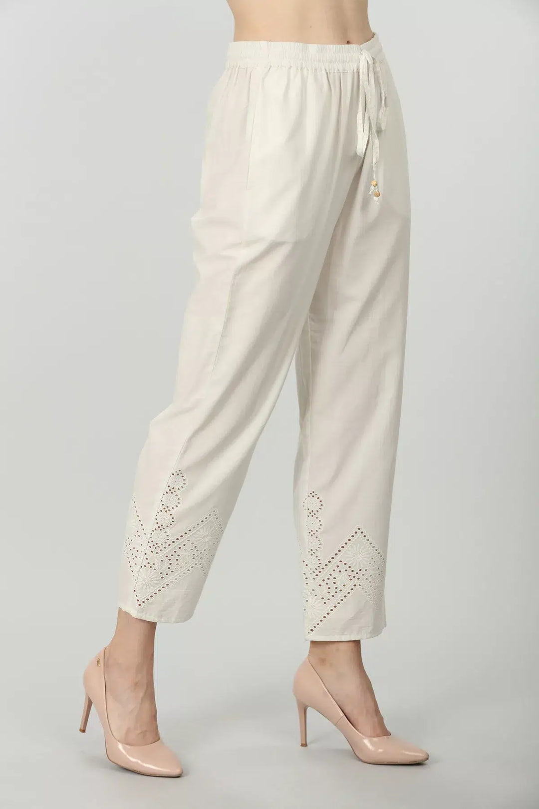 Textured cotton off-white palazzo