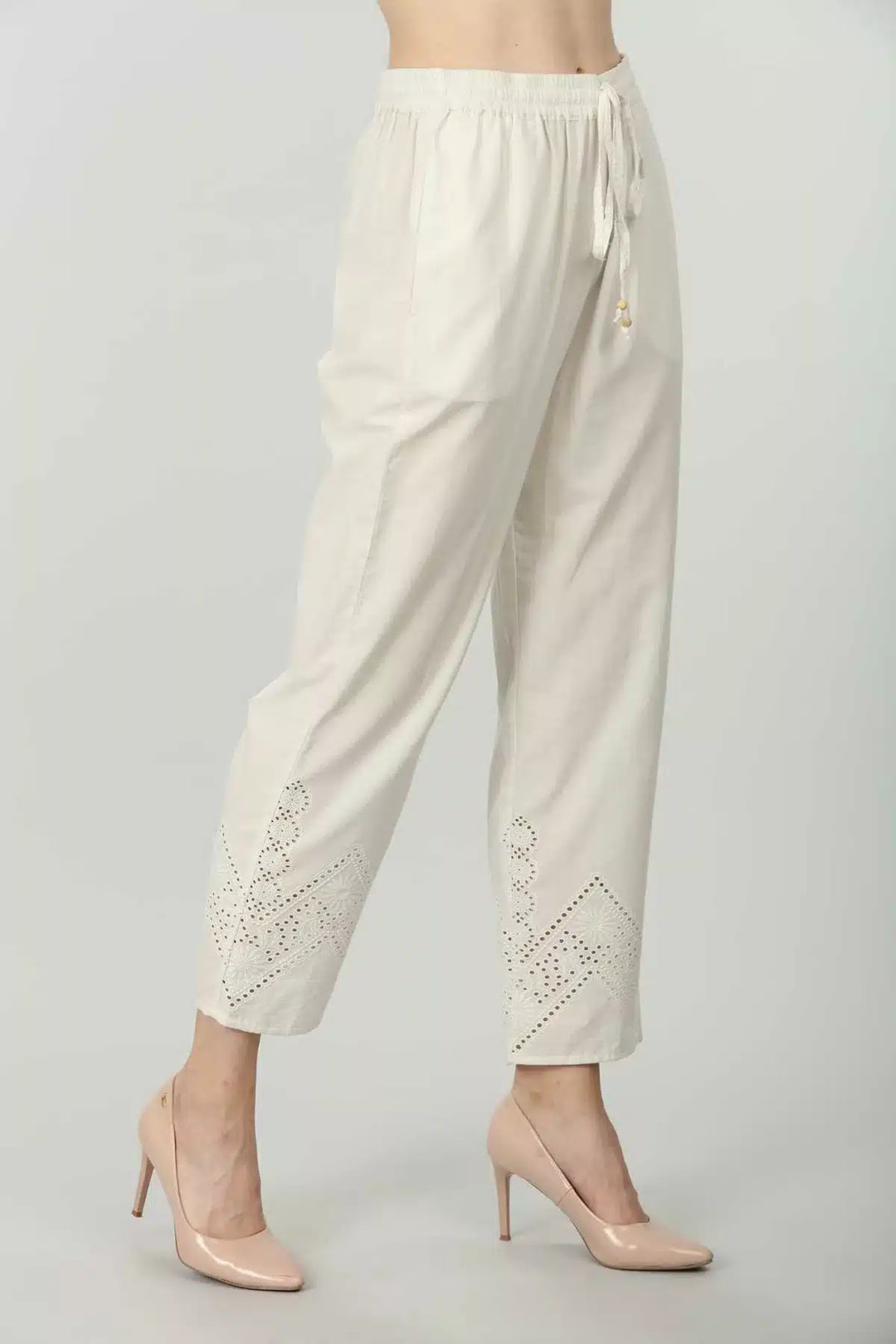 Off White Solid Palazzo