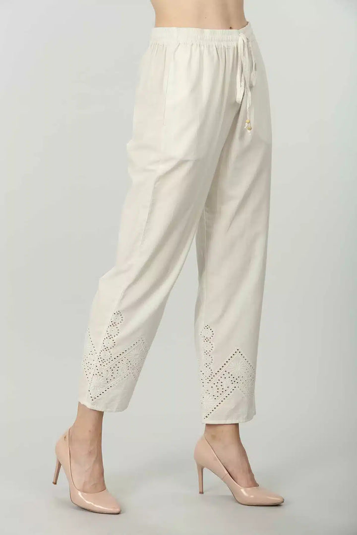 Off White Solid Palazzo
