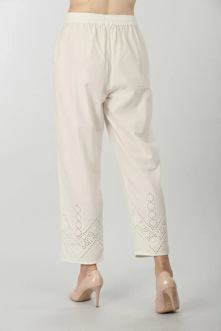 Textured cotton off-white palazzo