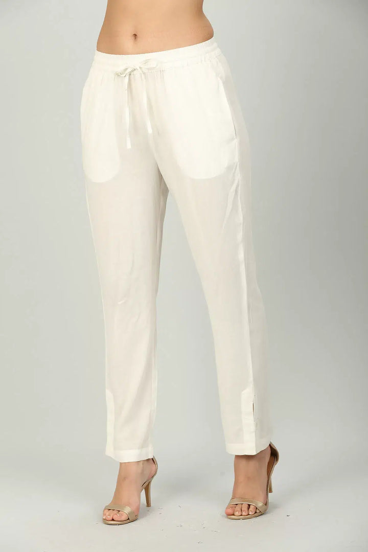 Off White Solid Palazzo