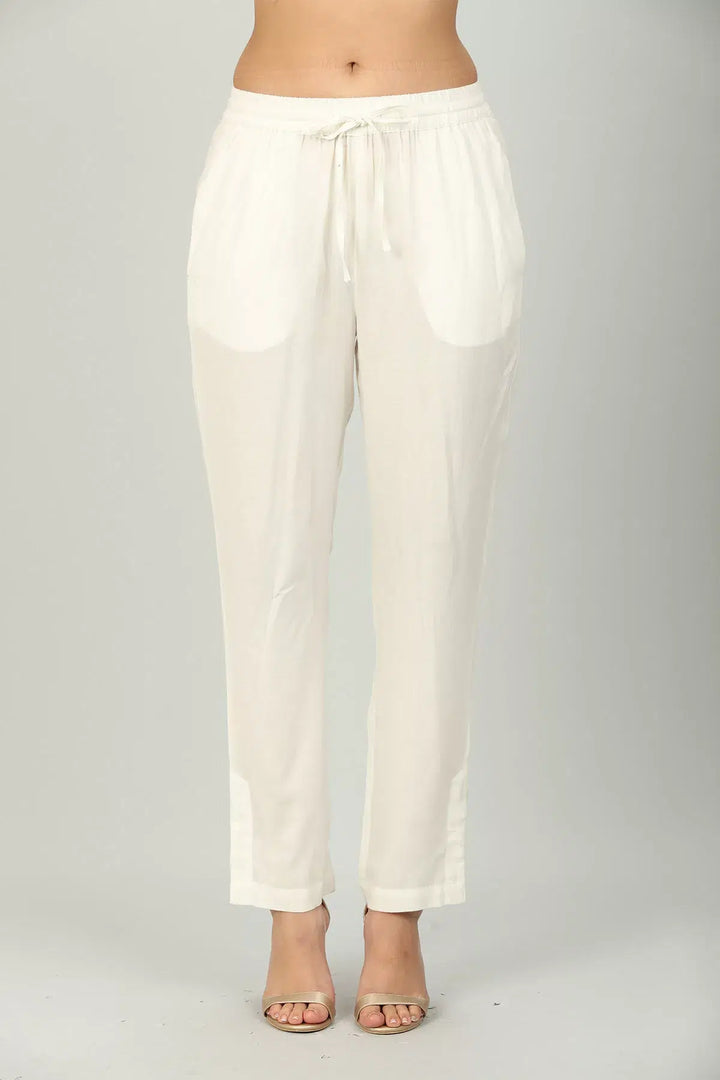 Off White Solid Palazzo