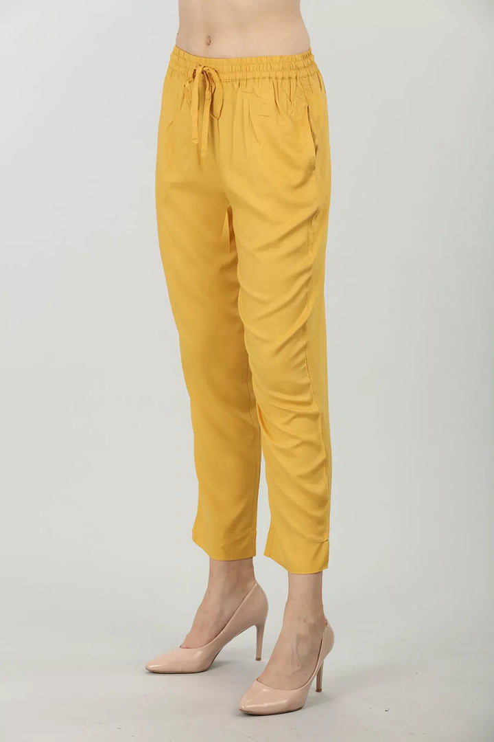 YELLOW ELASTICATED PALAZZO WITH TYING