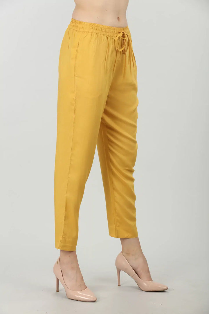 YELLOW ELASTICATED PALAZZO WITH TYING