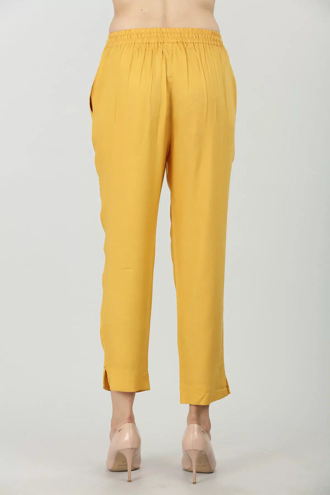 YELLOW ELASTICATED PALAZZO WITH TYING